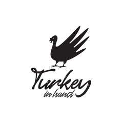Fototapeta na wymiar Turkey animal hand palm logo design