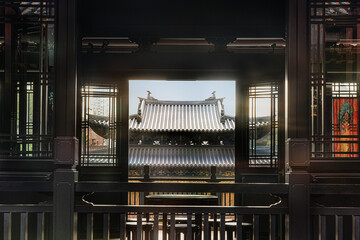 Traditional Chinese roofs, architectural view.  