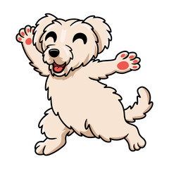 Cute maltese puppy dog cartoon walking