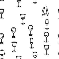 glass wine red wineglass drink vector seamless pattern thin line illustration