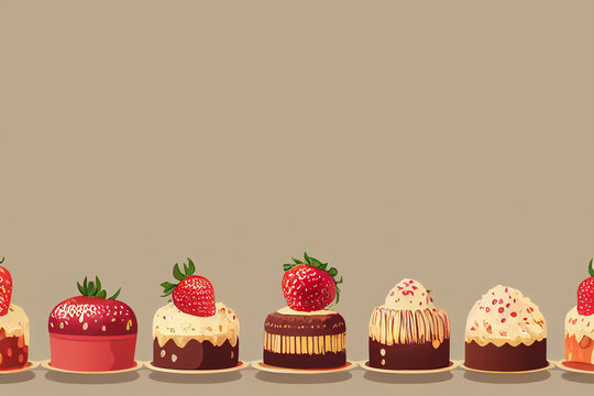 background of strawberry chocolate cupcake illustration