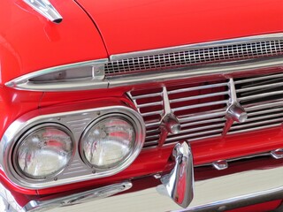 classic red antique car headlight