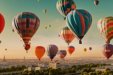 Balloons floating above Paris