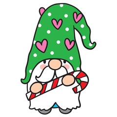 Obraz premium Gnome Christmas, Cartoon cute character vector.