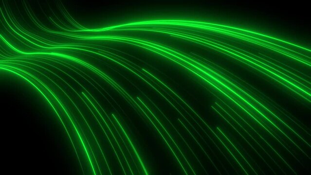 Curved Green Glowing Speed Lines Loop