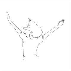 happy woman drawing continuous line minimalist design one line drawing happy woman