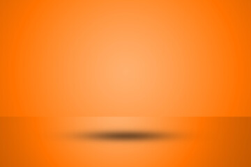 Empty orange floor gradient color abstract background with shadow
