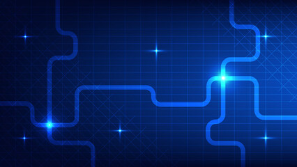 Fototapeta premium Hi tech digital technology and futuristic communication background concept. connecting lines as network with blue lighting