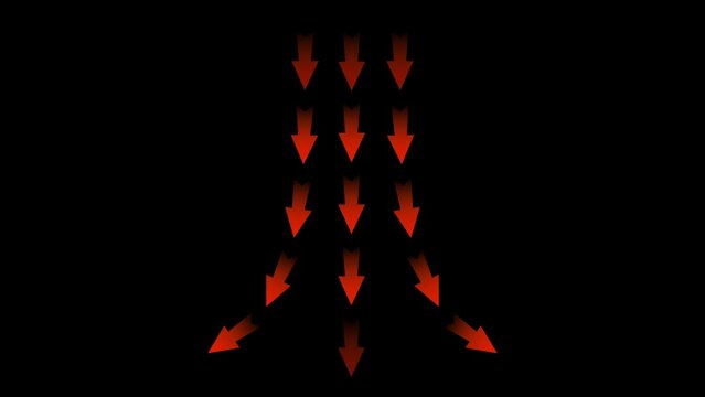Red multi arrow wind flow, alpha channel