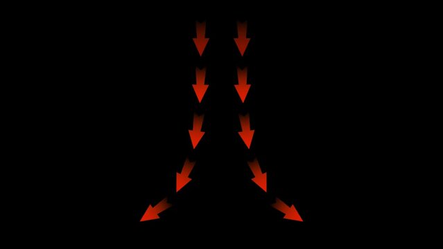Red multi arrow wind flow, alpha channel
