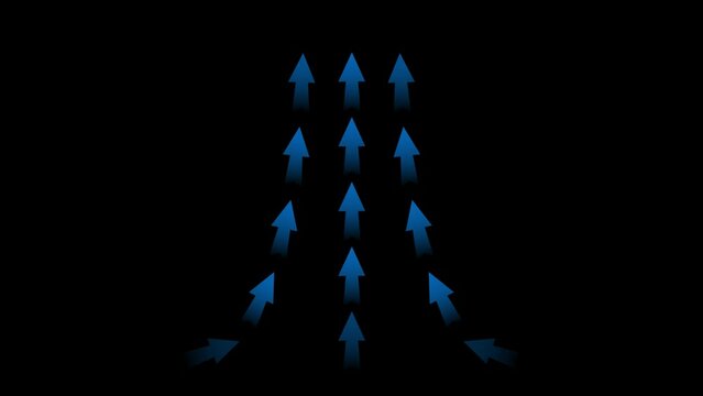 Blue arrow wind flow animation, alpha channel