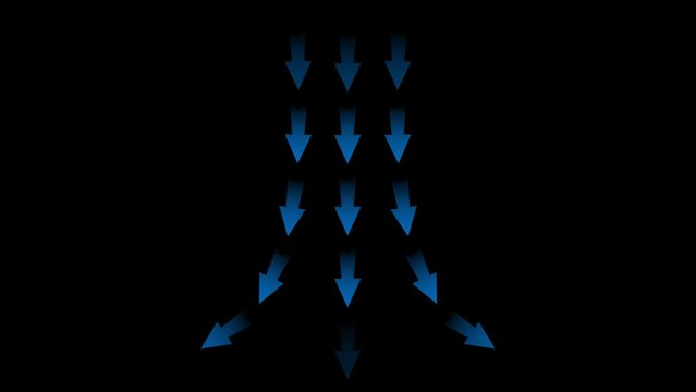 blue multi-arrow airflow moving, alpha channel