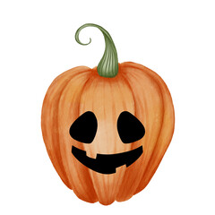 Halloween pumpkin. Watercolor isolated illustration.