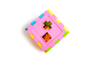 children's toy cube puzzle to recognize shapes, educational toys.