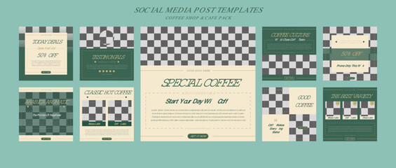 Social Media Posts Collection Template For Coffee Shop And Cafe Pack