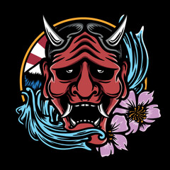 japanese hannya mask vector illustration