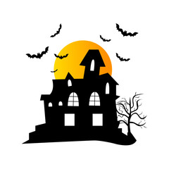 desain illustrasi haunted house hallowen
