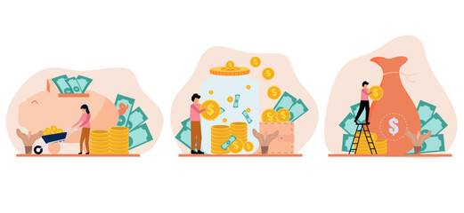 Finance Flat Bundle with People Illustration
