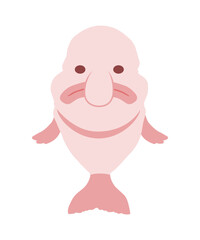 sad ugly blobfish - flat design