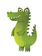 Jungle crocodile icon. Green and dangerous animal, predator. Creativity and art, handmade. Graphic element for printing on fabric. Poster or banner for website. Cartoon flat vector illustration