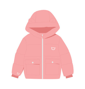 pink puffer jacket with hood clip art preview