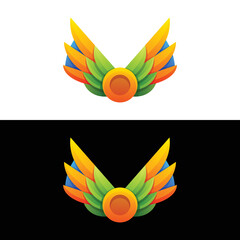 Vector logo illustration wings gradient colorful style