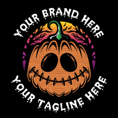 Halloween Pumpkins With Scary Faces Illustration 2