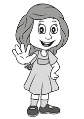 Niña, alegre, dibujos, caricatura, manga, persona