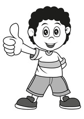 niño, persona, dibujo, caricatura, alegre