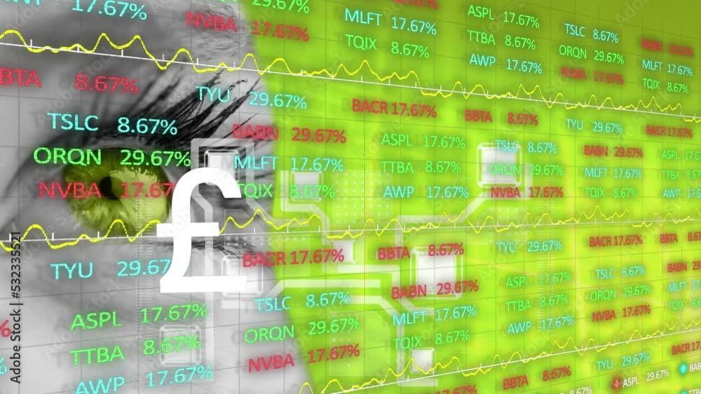 Wall mural animation of data processing over eye