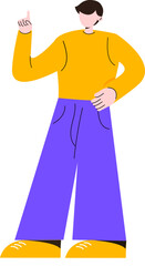 young people standing and talking, flat cartoon character set isolated on white background