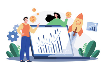 Stock Market Research Illustration concept on white background