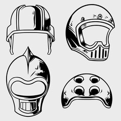 set of helmets