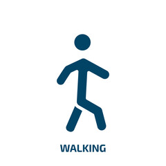 walking icon from activity and hobbies collection. Filled walking, walk, man glyph icons isolated on white background. Black vector walking sign, symbol for web design and mobile apps