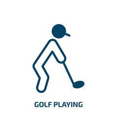 golf playing icon from activity and hobbies collection. Filled golf playing, play, competition glyph icons isolated on white background. Black vector golf playing sign, symbol for web design and