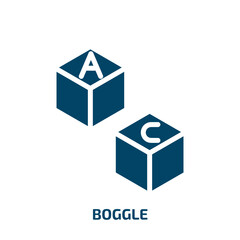 boggle icon from activity and hobbies collection. Filled boggle, photographer, frame glyph icons isolated on white background. Black vector boggle sign, symbol for web design and mobile apps