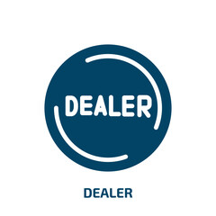 dealer icon from activity and hobbies collection. Filled dealer, business, auto glyph icons isolated on white background. Black vector dealer sign, symbol for web design and mobile apps