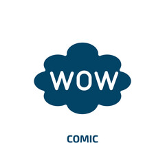 comic icon from activity and hobbies collection. Filled comic, retro, cloud glyph icons isolated on white background. Black vector comic sign, symbol for web design and mobile apps