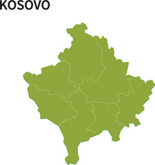 コソボ共和国/KOSOVOの地域区分イラスト