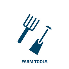 farm tools icon from agriculture farming and gardening collection. Filled farm tools, farm, gardening glyph icons isolated on white background. Black vector farm tools sign, symbol for web design and