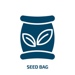 seed bag icon from agriculture farming and gardening collection. Filled seed bag, bag, food glyph icons isolated on white background. Black vector seed bag sign, symbol for web design and mobile apps