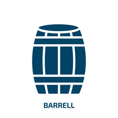 barrell icon from agriculture farming and gardening collection. Filled barrell, alcohol, barrel glyph icons isolated on white background. Black vector barrell sign, symbol for web design and mobile
