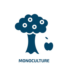 monoculture icon from agriculture farming and gardening collection. Filled monoculture, farmland, season glyph icons isolated on white background. Black vector monoculture sign, symbol for web design