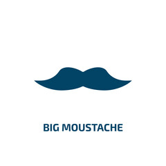 big moustache icon from beauty collection. Filled big moustache, moustache, head glyph icons isolated on white background. Black vector big moustache sign, symbol for web design and mobile apps