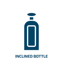 inclined bottle icon from beauty collection. Filled inclined bottle, bottle, inclined glyph icons isolated on white background. Black vector inclined bottle sign, symbol for web design and mobile apps