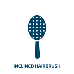 inclined hairbrush icon from beauty collection. Filled inclined hairbrush, beauty, hairdresser glyph icons isolated on white background. Black vector inclined hairbrush sign, symbol for web design and