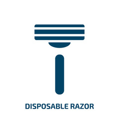 disposable razor icon from beauty collection. Filled disposable razor, steel, cut glyph icons isolated on white background. Black vector disposable razor sign, symbol for web design and mobile apps