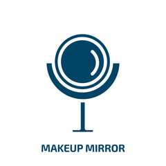 makeup mirror icon from beauty collection. Filled makeup mirror, mirror, brush glyph icons isolated on white background. Black vector makeup mirror sign, symbol for web design and mobile apps