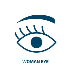 woman eye icon from beauty collection. Filled woman eye, woman, eye glyph icons isolated on white background. Black vector woman eye sign, symbol for web design and mobile apps