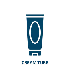 cream tube icon from beauty collection. Filled cream tube, medical, tube glyph icons isolated on white background. Black vector cream tube sign, symbol for web design and mobile apps